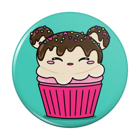 Cute Mouse Bear Ice Cream Cupcake with Sprinkles Pinback Button Pin