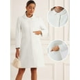 thumbnail image 2 of DARING DIVA Women's Peter Pan Collar Single Breasted Long Pea Coat Cream White XS, 2 of 6