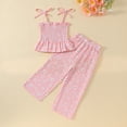 thumbnail image 2 of Wxirdiow Summer Outfits for Little Girls Infant Baby Toddler Girls Clothes Sleeveless Camisole Linen Pants Set Baby Summer Outfits Pink Size,6-7 Years, 2 of 6