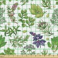 thumbnail image 2 of Ambesonne Botanical Fabric by the Yard Upholstery, Vegetarian Diet Items, 2 Yards, Olive Green Purple White, 2 of 5