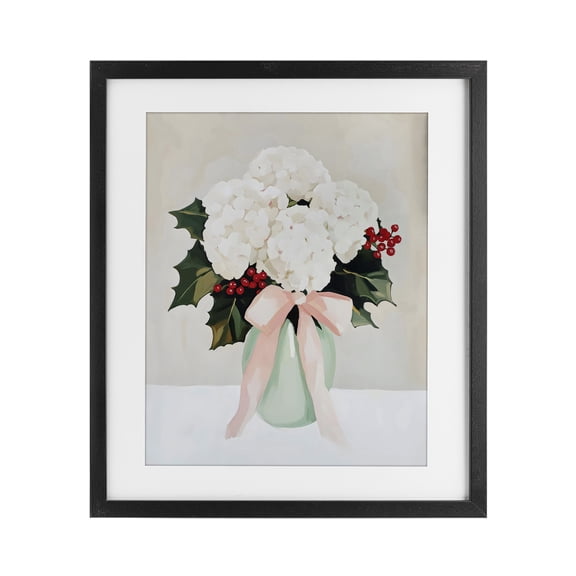 Stupell Industries Traditional Christmas Hydrangea Blooms Black Framed Print Under Glass, 13 x 16, by Arlington Prints