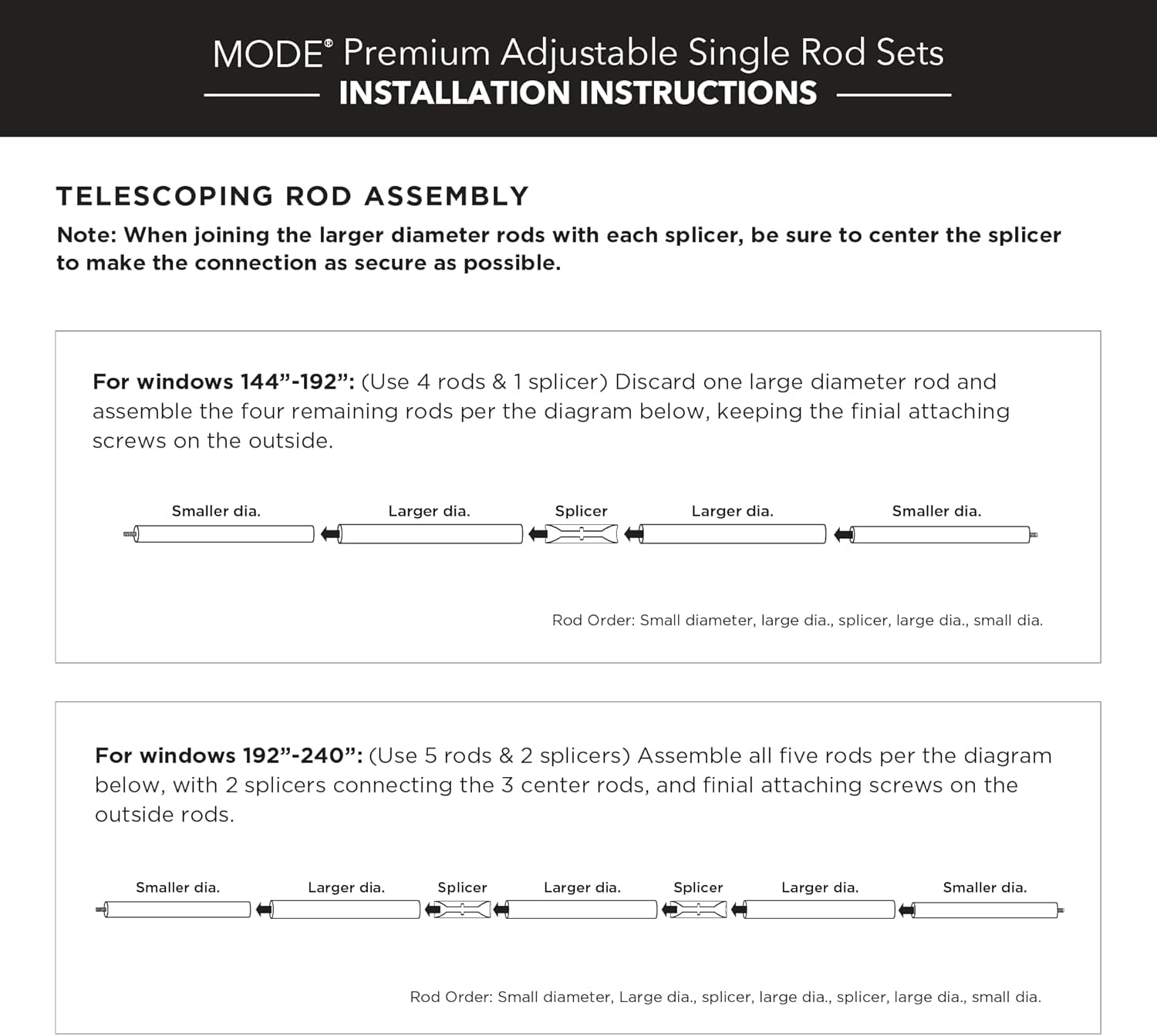 MODE Premium Collection Adjustable Single Curtain Rod Set with Brilliant Urn Finials, Brushed Gold Finish, Fits 24” to 60” Windows