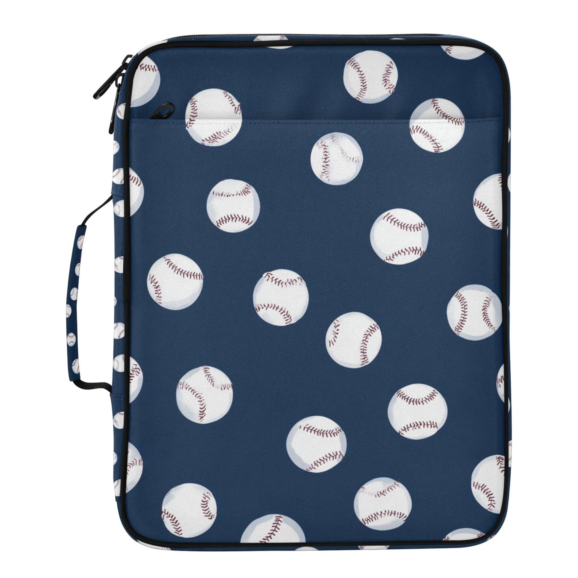 FORMRS Accordion File Folder A4 Size 7-Pocket Expanding Document Organizer Bag with 3 Ring Binder, Navy Blue Baseball Pattern