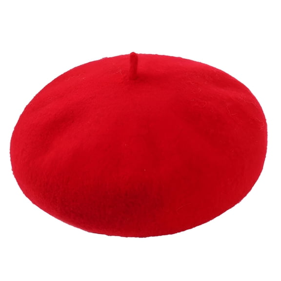 TELOLY Mens Beret Hats Women New Solid Color Adjustable Wool Beret Wool Warm Hat in Autumn and Winter Red Hats for Women (Red,One Size)