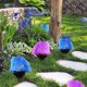 thumbnail image 2 of Un pedazo de plástico solar piedra jardín villa decoración césped impermeable lámpara de enchufe de piso al aire libre escena nocturna lámpara de simulación lámpara de piedra (púrpura), 2 of 5
