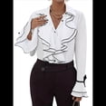 thumbnail image 1 of Camisa Informal con Mangas Acampanadas y Volantes de Color Liso para Mujer, y Otoño 2025 L, 1 of 7