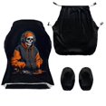 thumbnail image 4 of SCRAWLGOD Cool Skeleton Print Black 4 Pieces Gaming Chair Cover with Armrest Slipcovers Stretchy Washable Computer Chair Seat Slipcovers Cat Scratch Proof, 4 of 7