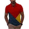 thumbnail image 2 of Ceisia Men's Summer Casual Diagonal Color Block Mesh Short Sleeve Lapel Shirt Multicolor L Gifts, 2 of 7
