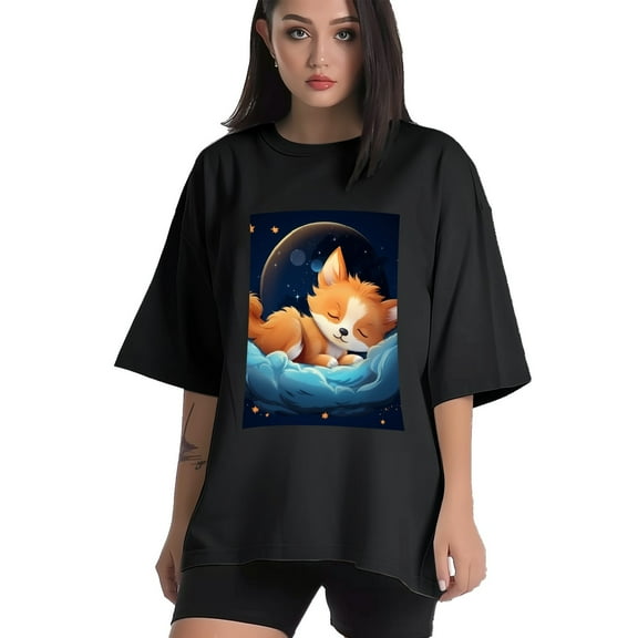 Plus Size Shirt for Women Black Tops for Women Short Sleeves Shirt for Women Cute Puppy T Shirt Crewneck Shirt for Women XS