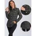 thumbnail image 2 of DARING DIVA Women's Plaid Tweed Jackets Collared Lightweight Shackets XS Black, 2 of 6