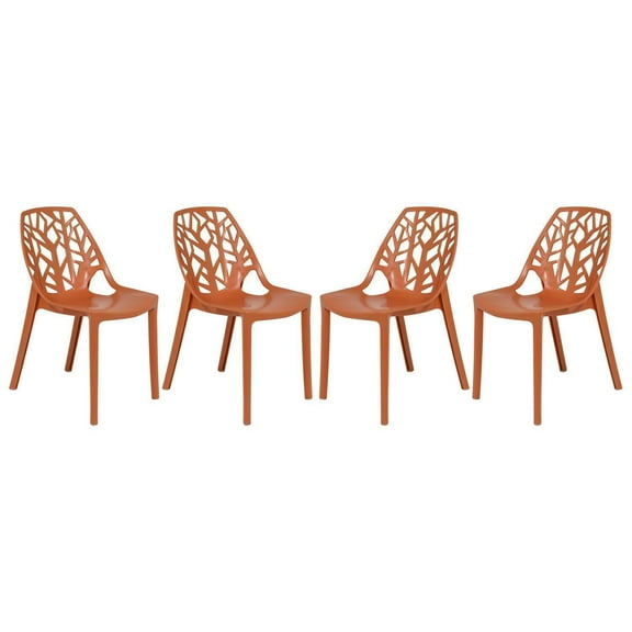 Modern Dining Chairs - Set of 4 - Contemporary Accent Chairs - Lightweight Stackable Design