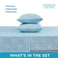 thumbnail image 5 of Coastal Living 4-Piece Blue Print Soft Brushed Microfiber Luxury Cooling Sheet Set, Queen, 5 of 11