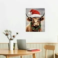 thumbnail image 2 of PRATYUS  Merry Christmas Cow Canvas Wall Decor Highland Cow Canvas Wall Decoration Farmhouse House Canvas Poster Decor Xmas Holiday Artwork for Living Room Kitchen Wall Picture-16x20 in, 2 of 3