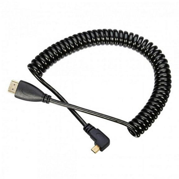 FVH Stretch Left Angled 90 Degree Micro HDMI to HDMI Male HDTV Cable for Cell Phone Tablet Camera