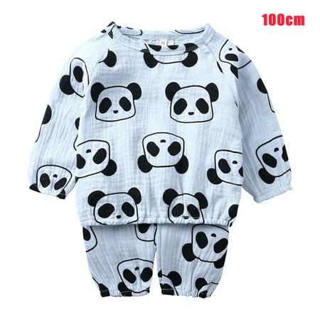 

Journey Baby Cute Cotton Summer Round Neck Pullover Sweatshirt Tops and Pants Pajamas Set(Blue 100cm)
