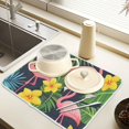 thumbnail image 2 of Yayeee Dish Drying Mat for Kitchen Counter 16" x 18" Microfiber Super Absorbent Coffee Decorative Pad, Flamingo Pattern, 2 of 9