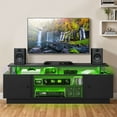 thumbnail image 2 of Uforic 70 inches Modern TV Stand with Light Strip, Storage Cabinets and Adjustable Partition, Black, 2 of 6