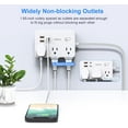 thumbnail image 6 of 15 FT Flat Extension Cord with 6 Widely Outlets 4 USB Ports (2 USBC), 1050J Surge Protector Power Strip Long Braided Power Cord, White Desk Charging Station Dorm Room Essentials, 6 of 8