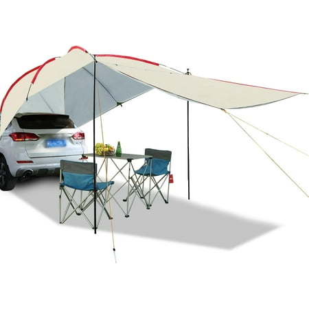 REDCAMP Waterproof Car Awning Sun Shelter,Portable Auto Canopy Camper Trailer Sun Shade for Outdoor, Driving,Travel,Truck,Beige