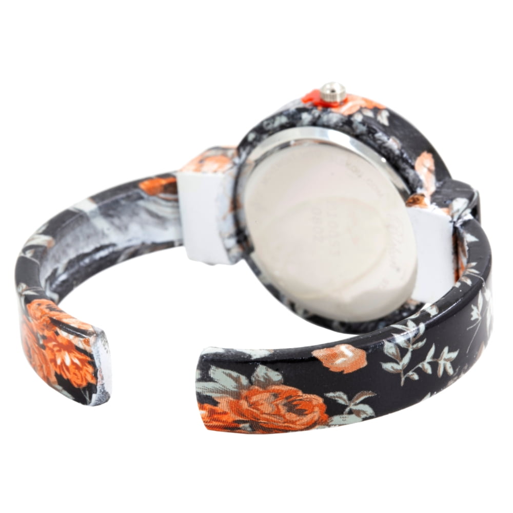 Blekon Collections Women’s Cuff Bangle Watch – Elegant Flower Design Bracelet Timepiece, Fashion Jewelry Wristwatch for Ladies, Stylish Dress Gift, Multiple Design Options