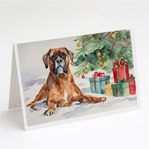Fawn Boxer Christmas Greeting Cards and Envelopes Pack of 8 7 in x 5 in