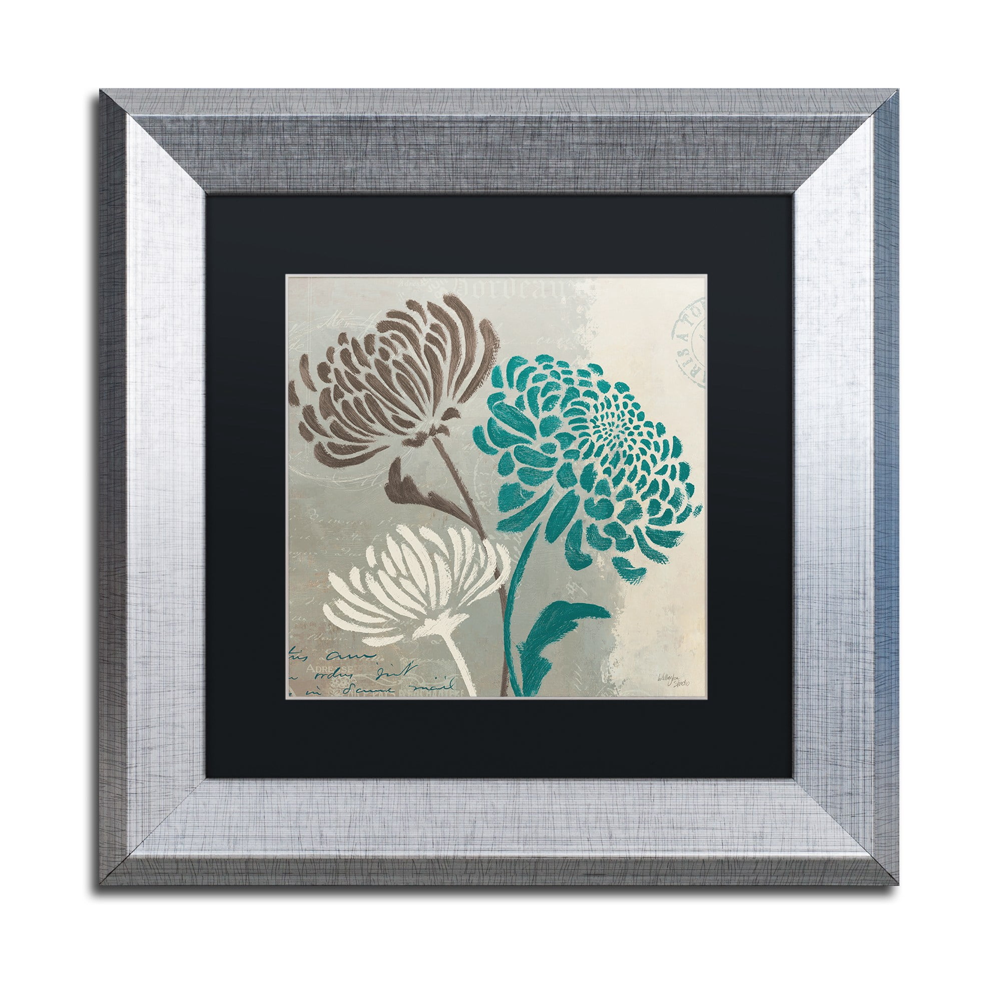 Trademark Fine Art "Chrysanthemums II" Canvas Art by Wellington Studio Black Matte, Silver Frame