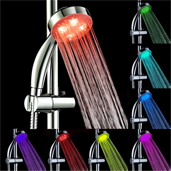 HIBIBUD Lighting Lamp, 1 Colorful Self-Changing Led Shower Head A25, Head Led Handheld Glow Bathroom Shower Colors Bath Water Home Light 7 Led Light
