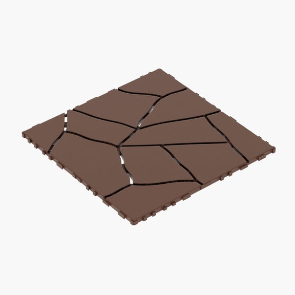 Stone Style Interlocking Deck Tiles 44-Pack, 12”x12” Red Brown Patio Flooring – Waterproof Outdoor Tiles, DIY Non-Slip Flooring Tiles for Patio, Pool & Balcony