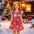 thumbnail image 3 of Grblisyd Girls Christmas Dresses School Outfits Kids A-Line Midi Casual Sundress Cute Cartoon Printed Flutter Sleeve Dress For Party, 3 of 5