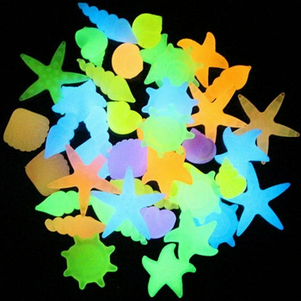 Bolsa luminosa concha caracola estrella de mar color plástico artificial piedra acuario fluorescente paisaje piedra luminosa marina