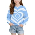 thumbnail image 2 of LOINRODI Girls Graphic Pullover Sweatshirt, Relaxed Fit Crewneck Stretchy Long Sleeve Cute Printed Fall Transition Outfits Blue Size 7-8, 2 of 7