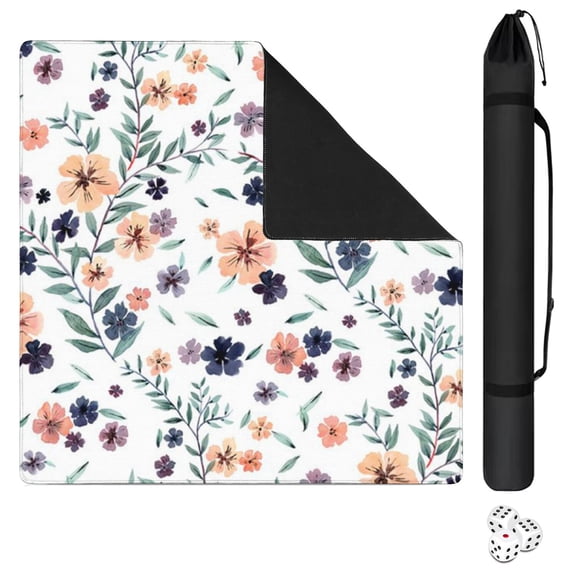 Floral Style Gaming Surface Mat 31.5 Inch Square Rubber Material Perfect for Mahjong Enthusiasts and Family Game Nights
