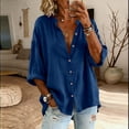 thumbnail image 2 of GUACER Women's 3/4 Sleeve Button Down Shirts Casual Linen Relaxed Fit Collared Summer Blouses Tops for Ladies, 2 of 7