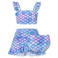 thumbnail image 6 of Aideaone Girls 3 Piece Swimsuit Tankini Bathing Suit with Cover Up Skirt Quick Dry tankini swimsuits for teens Beach Swimwear for 6-12 Years, 6 of 8