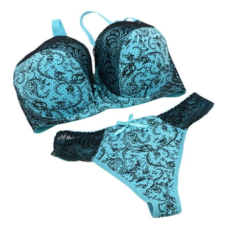Lisbinx Nursing Bras Ladies  Lace Printed Color Blocked Oversized Gathered Breathable Lingerie Set Deals of the Day