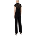 thumbnail image 2 of JULIA JORDAN Womens Black Pocketed Zippered Lace Bodice Short Sleeve Mock Neck Wear To Work Straight leg Jumpsuit 14, 2 of 2
