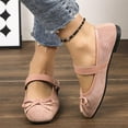 thumbnail image 5 of Miluxas Women's Leather Mary Jane Flats Shoes Dressy Comfortable Square Toe Slip On Ballet Flat Causal Breathable Flat Walking Shoes Pink 9(42), 5 of 7