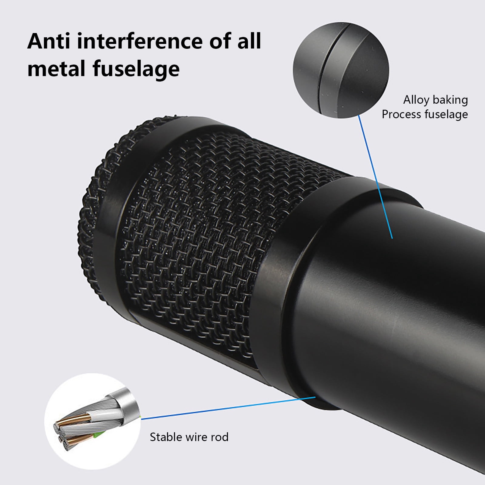 Blasgw BM800 Condenser Microphone USB Sound Card Set Bracket Blowout Proof Recording Live Game Karaoke Broadcasting Special Equipment Multifunctional Wired Microphone Black