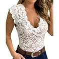 thumbnail image 2 of GZWYHT Lingerie pour Femmes Liquidation Chemise Aguichant en Dentelle Transparente Décontractée Ajustée Grande Taille Manches Courtes Col en V Profond Tempérament Décolleté Plongeant Lingerie en Dentelle Gilet Taille P 5TG, 2 of 9