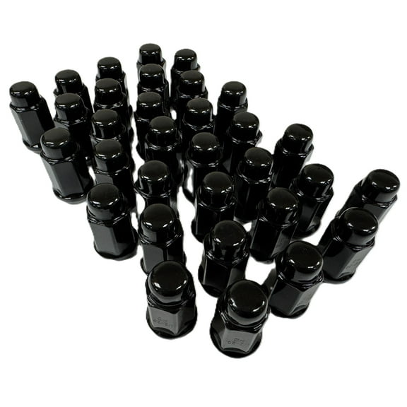 32-Pack Black Solid 1/2" Lug Nuts For Trailer Wheels Acorn Bulge Style 1/2-20 Thread