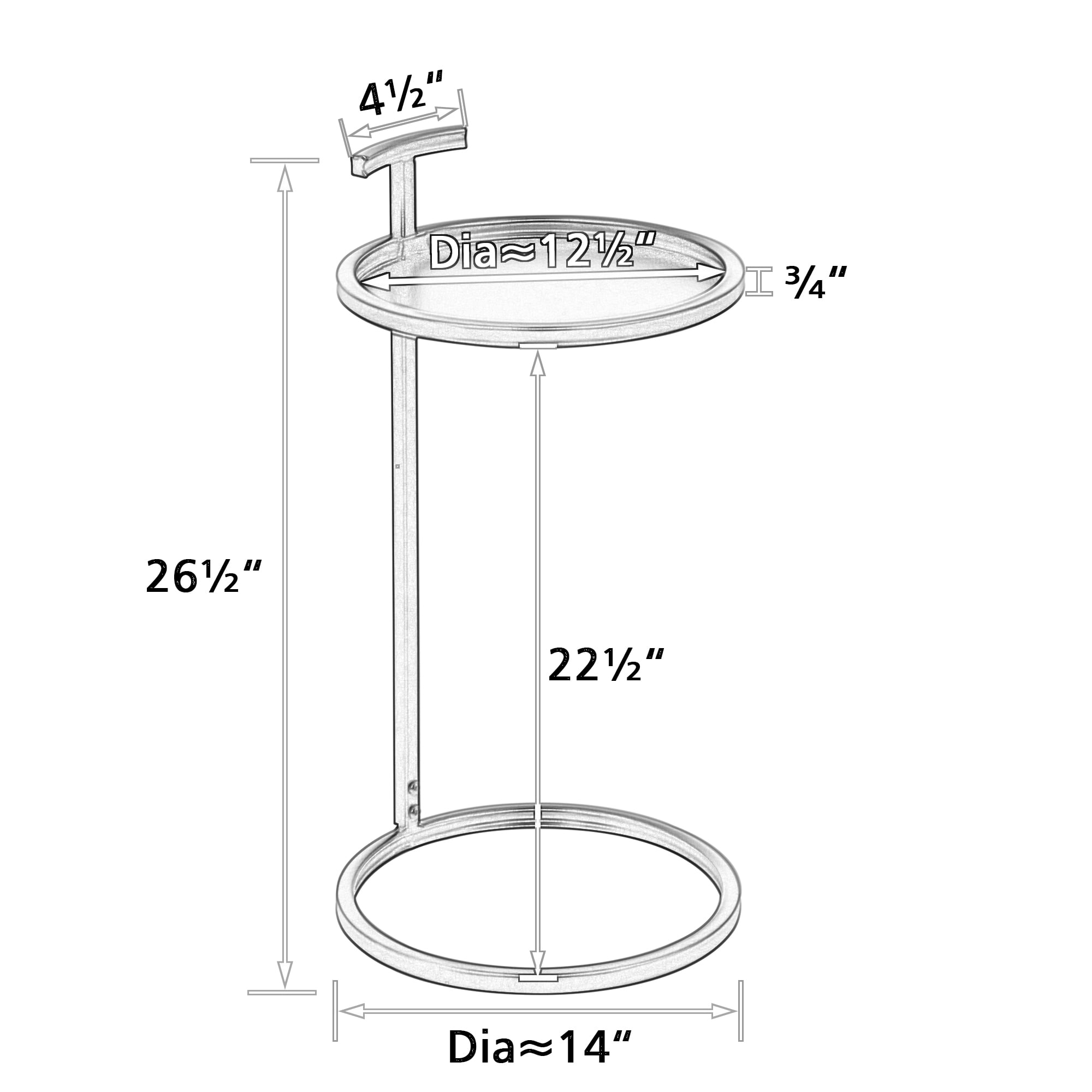 Abble Dia 14 in. x H 26.4 in. Gold Round Metal End Table & C-Table