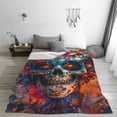 thumbnail image 5 of Pofeuu Colorful Floral Skull A Print Ultra-Soft Micro Fleece Blanket,for Bed Or Sofa,All Season Throw Blankets Flannel Blanket-60"x50", 5 of 7
