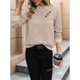 thumbnail image 5 of Long Sleeve Shirts for Women Fall Outfits V Neck T Shirts Button Down Tunic Tops Fashion Clothing Apricot S, 5 of 8