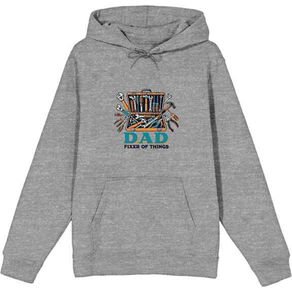 Dad Fixer Of Things Adult Heather Gray Long Sleeve Hoodie-Medium