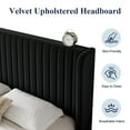 thumbnail image 3 of Sifurni Full Size Velvet Platform Bed Frame with Vertical Channel Tufted Wingback Headboard, Black, 3 of 8