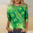 thumbnail image 1 of Mceream St Patricks Chandail de Jour pour Femmes Drôle Manches 3/4 Hauts Mignons Décontractés Col Rond T-Shirts Graphiques Trèfle Imprimé Floral 2026 Hauts Chemisiers Grande Taille Vert TG, 1 of 5