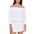 thumbnail image 3 of Juniors' West Coast Off-The-Shoulder Romper Cover-Up White M, 3 of 4