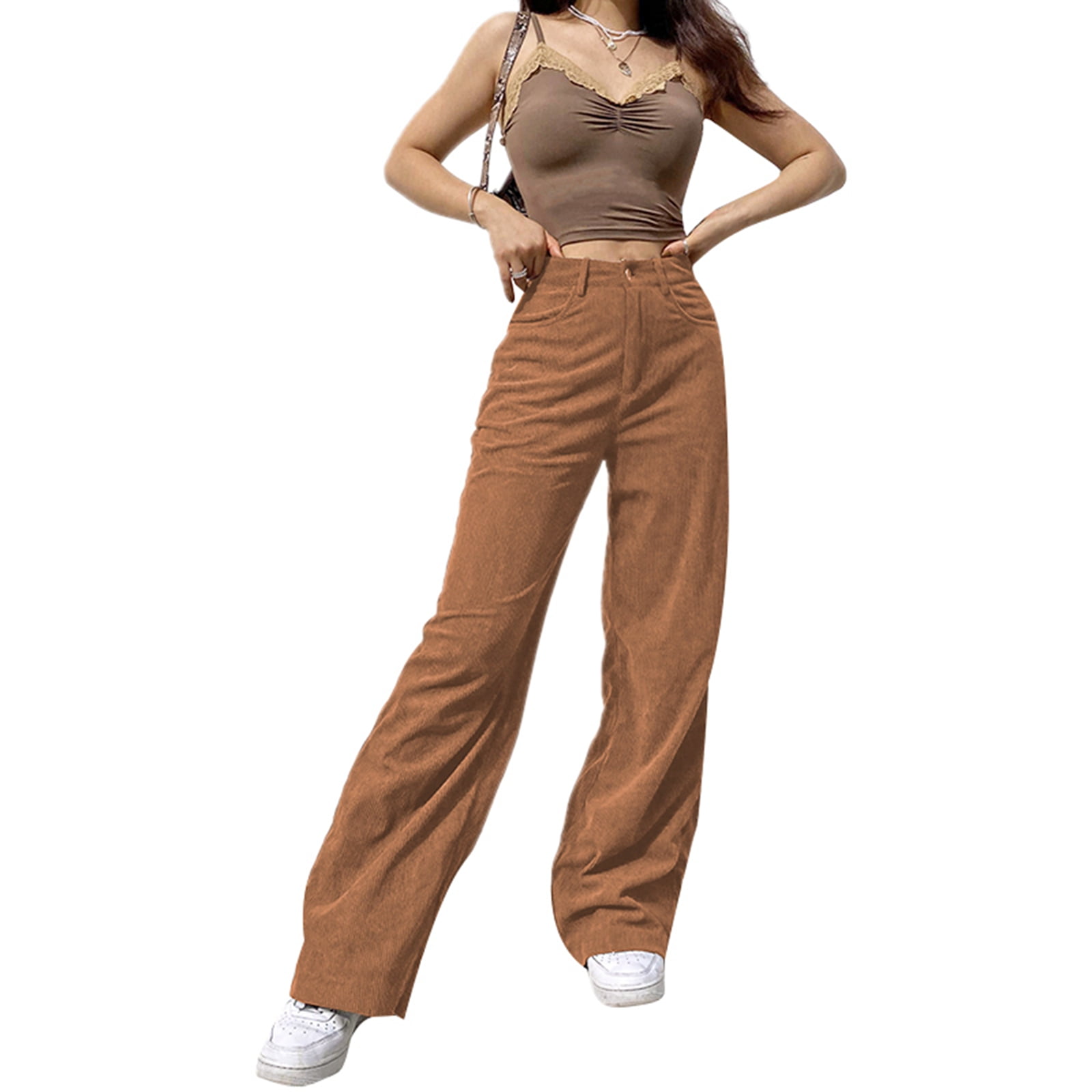 Fashion Women's New High Waist Long Pants Corduroy Loose Casual Ladies Trousers Fashion Women's New High Waist Long Pants Corduroy Loose Casual Ladies Trousers