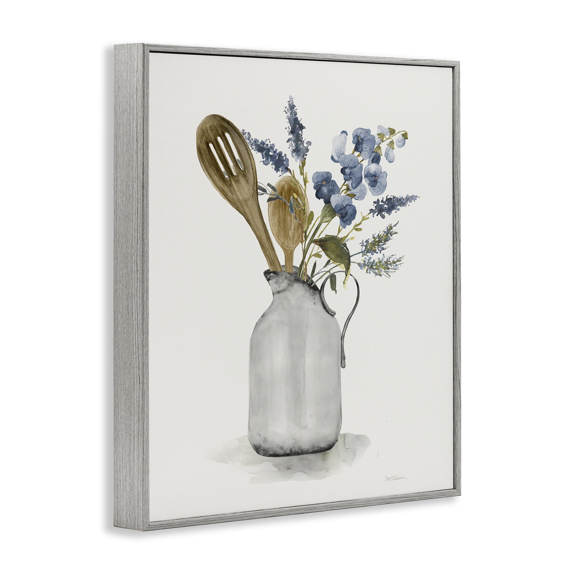 Stupell Industries Vintage Pitcher with Utensils Gray Framed Giclee Art, design by Carol Robinson