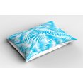 thumbnail image 2 of Ambesonne Tropical Pillow Sham 2 Pack, Exotic Miami Palms, 36"x20", Turquoise Aqua Blue, 2 of 3